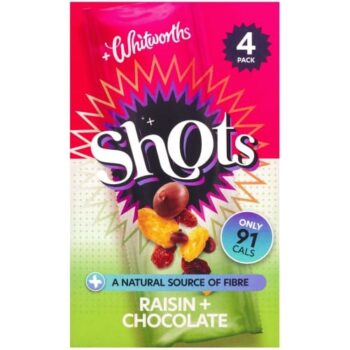 Whitworths Shots 4 Snack Pack Raisin & Chocolate (4 x 25g)