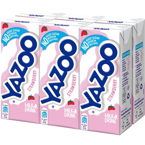 Yazoo Strawberry Milk Drink 6x200 No Added Sugar (6 x 200ml)